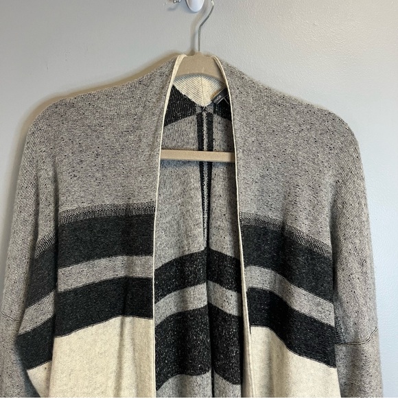 Vince Cardigan Variegated Stripe Oversized Knit Wool/Cashmere Cream/Gray M EUC - Picture 2 of 9
